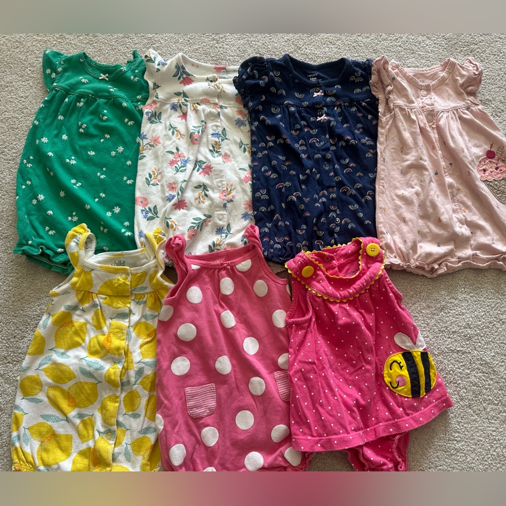 Carters baby girl romper onesie lot